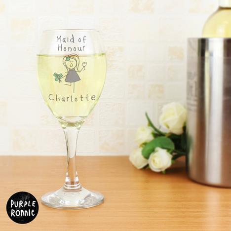 Personalised Purple Ronnie Wedding Wine Glass Extra Image 1